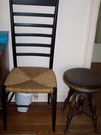 Ladder back Chair and Vintage claw foot stool
