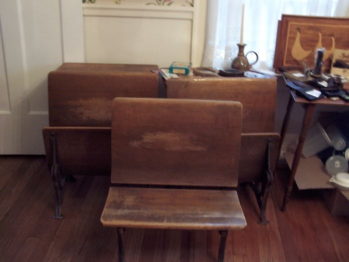 Vintage School Desks and Bench