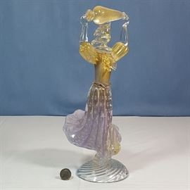 Glass Art Murano Figurine Lady With Urn