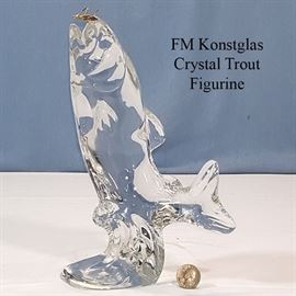 Glass Crystal Trout FM Konstglas