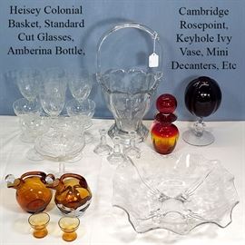 Glass Elegant Heisey Colonial Basket Cambridge Rosepoint Ivy Vase
