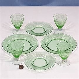 Glass Fostoria Versailles Plates Oyster Cocktails Etc