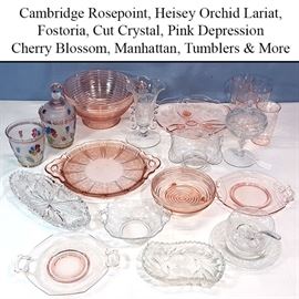 Glass Pink Depression Heisey Orchid Cambridge Rosepoint Etc