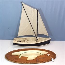 Misc Nautical Half Hull Plaque Sail Boat Flat Bottom