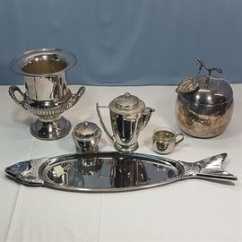 Silver Plate Champagme Bucket WMF Fish Tray Etc