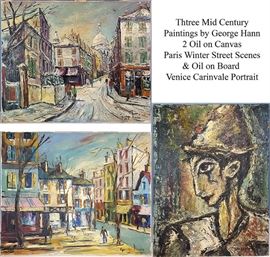 Art Hann George Mid Century Oil Paris Street Scenes Carnivale Portrait Lg