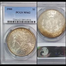 Coins MS62 1900 Silver Morgan Dollar PCGS Graded