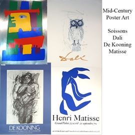 Art Mid Century Poster Art DeKooning Dali Matisse