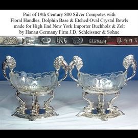 Silver 800 BZ Germany Dolphin Foot Compotes