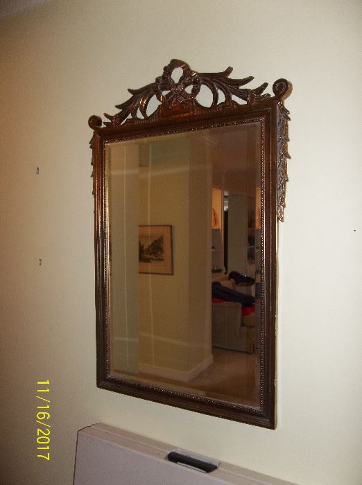 wood frame gilted wall mirror