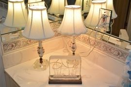 pair bedroom lamps, Ronald Fox lucite 