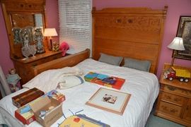 Eastlake headboard and footboard, 3-drawer dresser with mirror, and nightstand