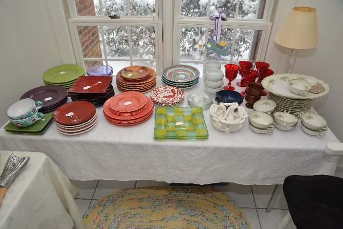 dishes, Jugtown pottery (more found since picture taken), china