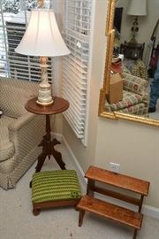 single lamp, table, stool, step stool 