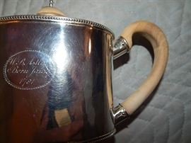 antique sterling silver teapot, London c1792, hallmarks