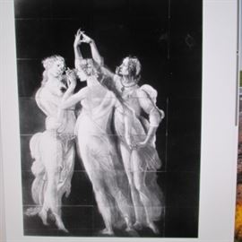 LARGE GRANITE ETCHING 5FT X 7 FT "IN PRAISE OF BOTTICELLI" CALLED "THE THREE GRACES" BY SLOBODAN-DANE MLADENOVIC 