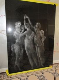 LARGE GRANITE ETCHING 5FT X 7 FT "IN PRAISE OF BOTTICELLI" CALLED "THE THREE GRACES" BY SLOBODAN-DANE MLADENOVIC 