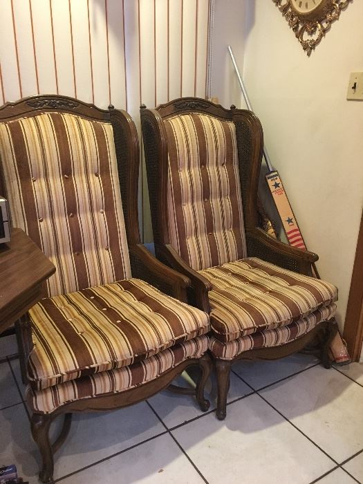 Pair tall back chairs 