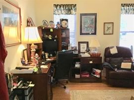 Office full of gator items, 3 piece Drexl desk & chair, shredders, office supplies