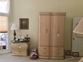 Master bedroom armoire and side table