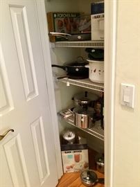 Pots, pans , crock pot, blender, etc