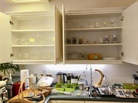 Kitchen glassware, silverware, dishes