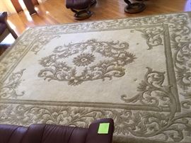 Large Chinese type carved rug. Runner in office matches