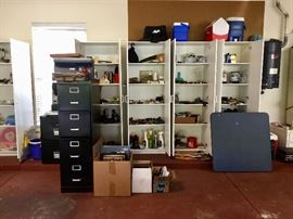 More shelving cabinets, file cabinets, tools