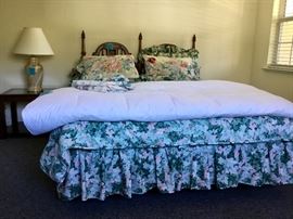 Upstairs queen bed & vintage lamp