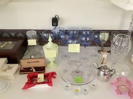 Lenox wine glasses, Waterford, etc