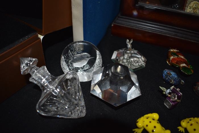 Shannon Crystal Decanter, Pewter Miniatures