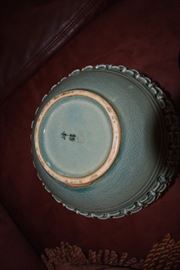 Signed Bottom of Celadon Pottery Piece