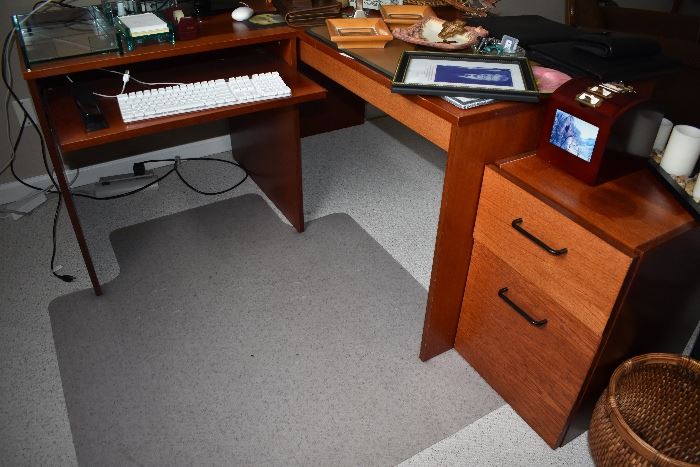 L Shaped Office Desk with 2 Drawer Filing Cabinet
