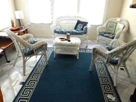 White wicker patio furniture, priced individually