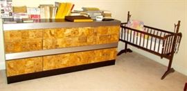 Triple dresser ( matches upright chest and king bed) and baby cradle