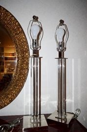  Vintage 2 feet tall glass lamps