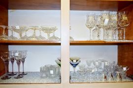 Lots of crystal wine glasses