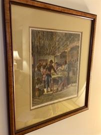 framed artwork "Stripping Tobacco" Danville, VA by William Sheppard