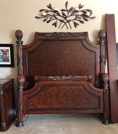Master Bedroom Suite: 4-Poster Bed, Pair Over-sized Nightstands w Granite inlaid top, Dresser w Mirror and X-tra Tall (plenty of storage) Highboy.