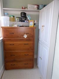 tall chest, white painted storage cabinet