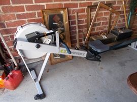 Concept 2 rowing machine, old luggage