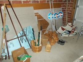 baskets, child's toy, loppers, etc.
