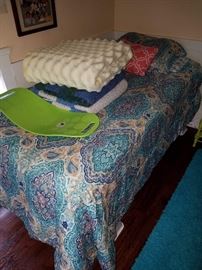 Twin bed and bedding