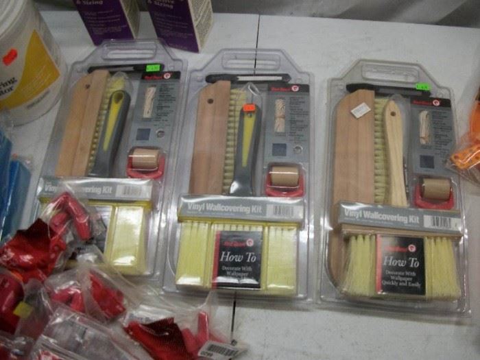 Large hardware lot paint brushes , wall paper tool ...