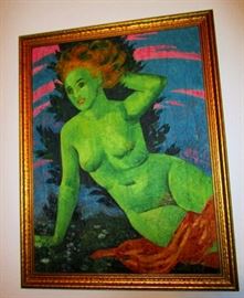 The Green Lady. An original oil on canvass from the Art Deco period---1920 s.