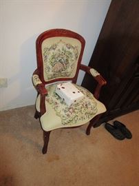 Antique chair with needle point embroidery