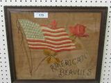 Framed Americana Needlework Flag