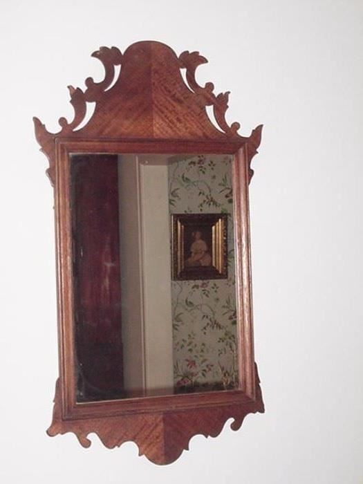 Bat wing mirror, mahogany frame