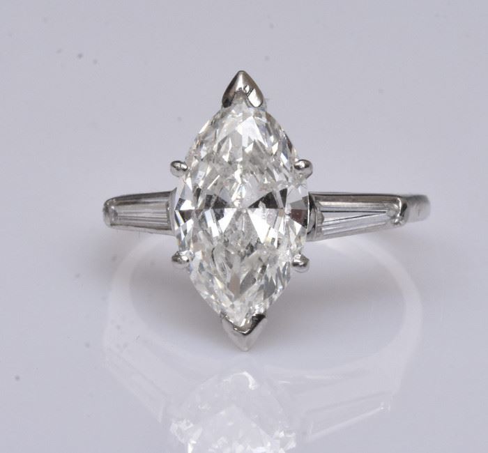diamond ring, appraisal indicates 2.66 ct center stone I1 clarity, H color,                                                                                                bid today thru March 24th at www.fairfieldauction.com