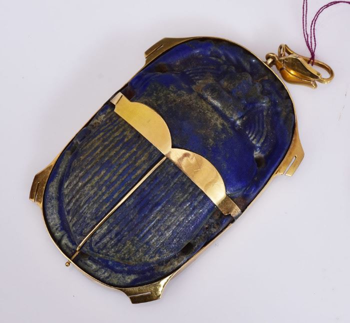 Faience Carved Scarab Pendant